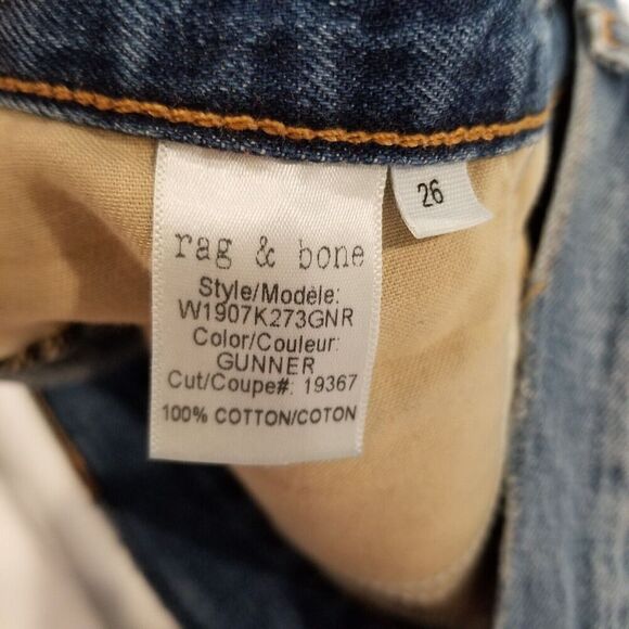 RAG & BONE Women Midrise Destroyed Denim Shorts Size 26 Blue Cut Off - Picture 4 of 5